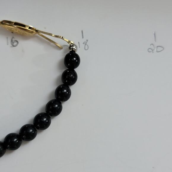 Vintage Black Beaded Necklace with Gold Filigree Clasp Elegant Statement Jewelry - Picture 9 of 10